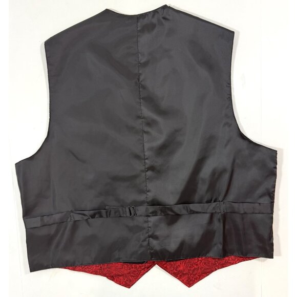 Wah Maker Frontier Mens Vest Size 2XL Ranch Western Cowboy Rodeo Red Floral Silk - Picture 3 of 12